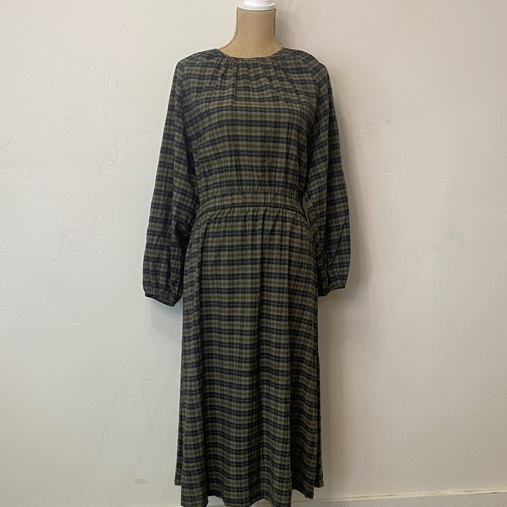 H&M Plaid Long Sleeve Dress with Peekaboo Lower Back Opening